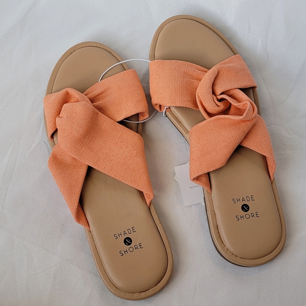 Shade & Shore Lucia Coral Pink Slide Sandals